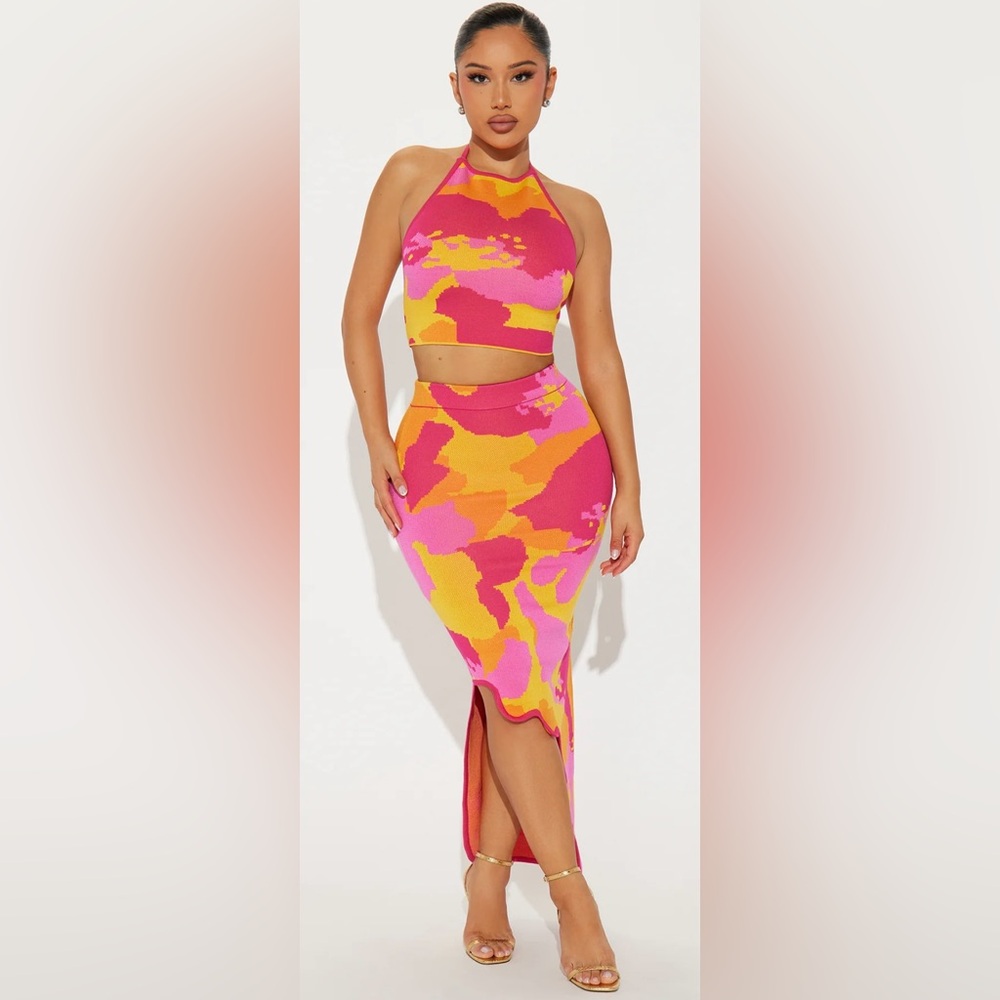 Vibrant Pink and Orange Women's Skirt